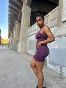 Venice Biker Short Set (PLUM)