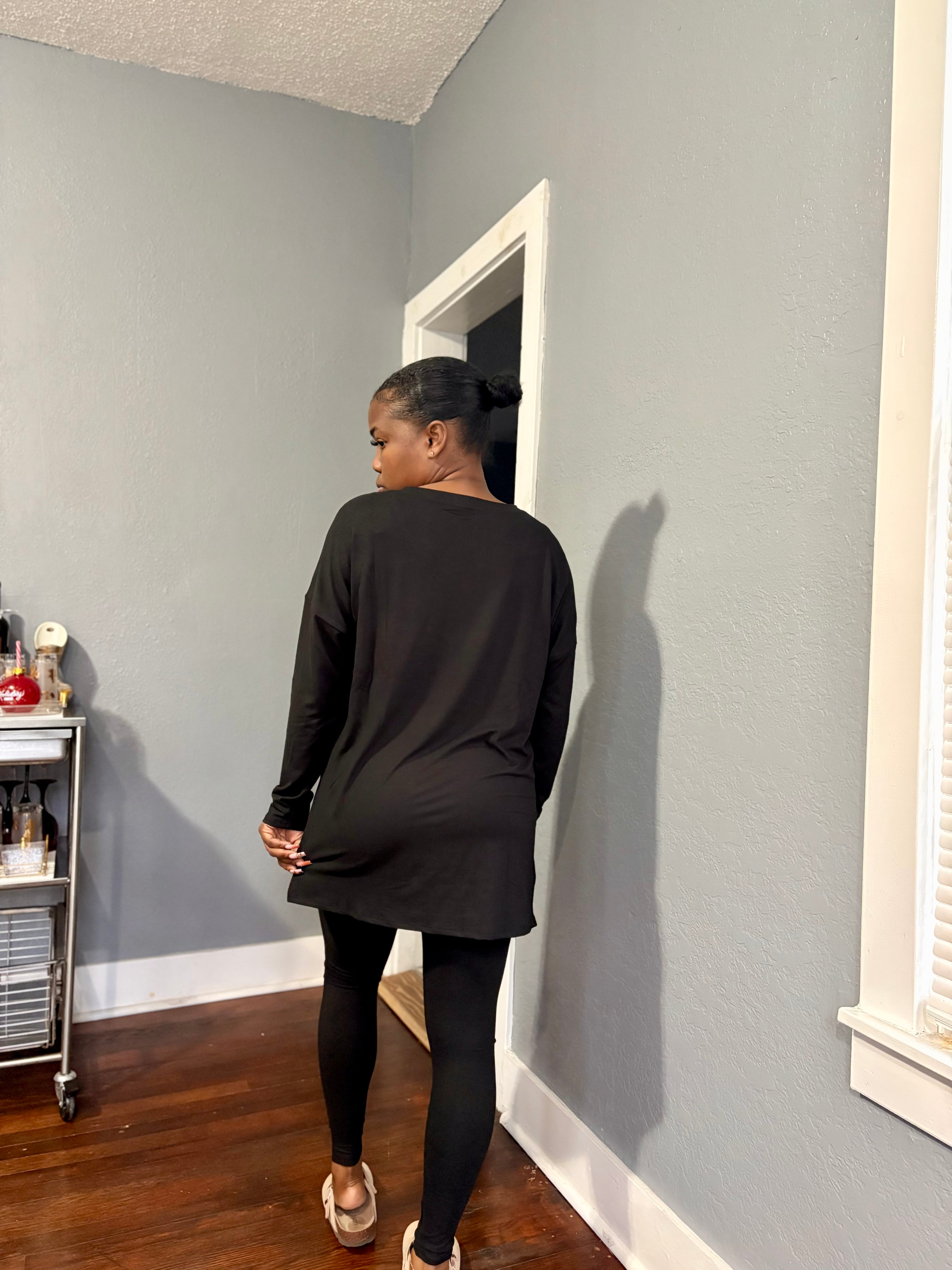 Long Sleeve CATE Legging Set-Black (S-3XL)