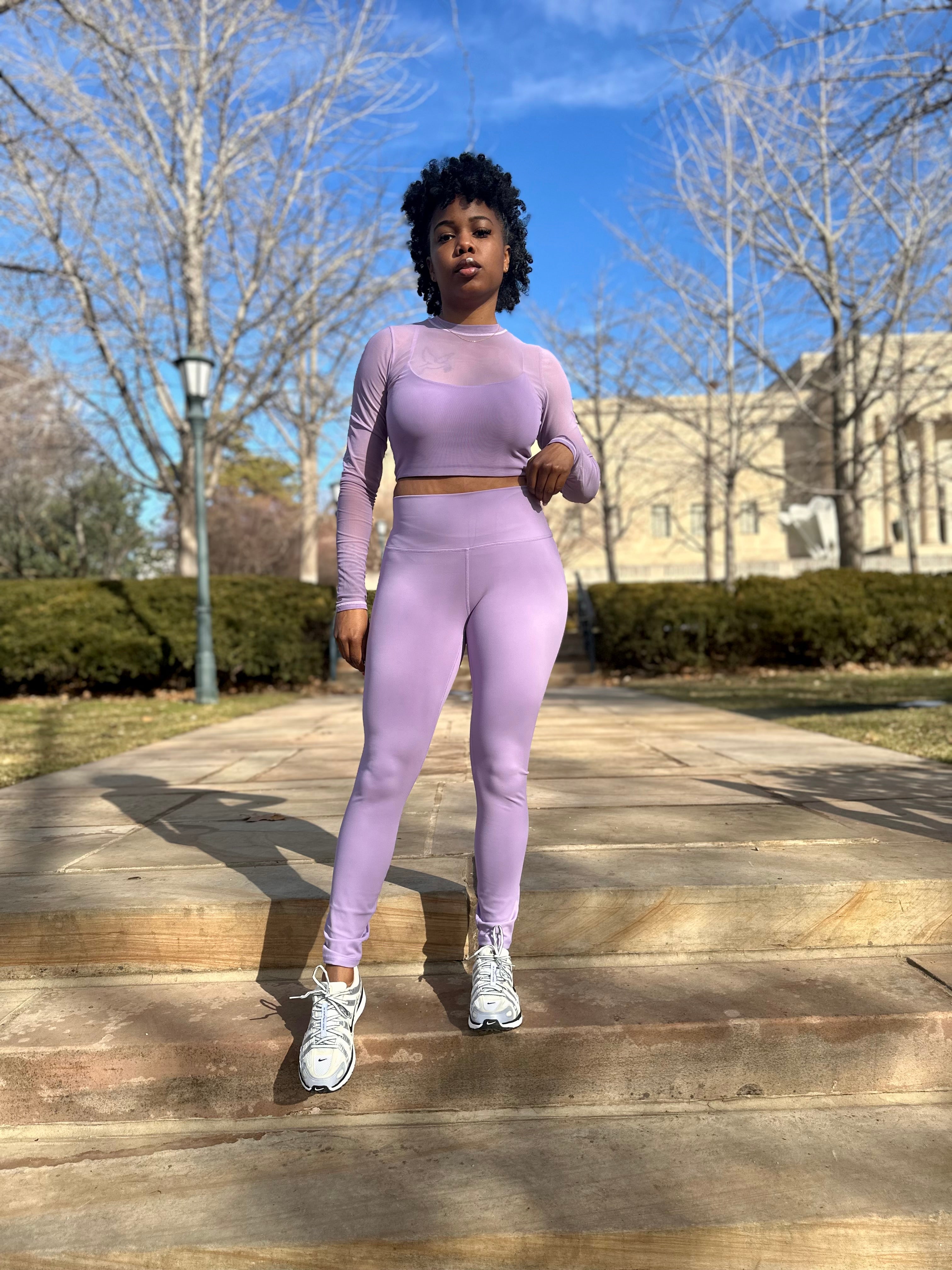 Serenity Mesh Top & Legging Set- Purple (S-L)