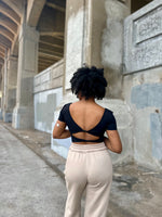 Load image into Gallery viewer, Twist Back Sports Top in Black (S-L)
