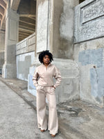 Load image into Gallery viewer, Half Zip Fleece Sweat Set -Tan (S-3XL)
