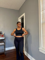 Load image into Gallery viewer, VENICE U-Back Bra &amp; Flared Leggings Set -Black (S-L)
