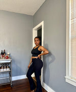 Load image into Gallery viewer, VENICE U-Back Bra &amp; Flared Leggings Set -Black (S-L)
