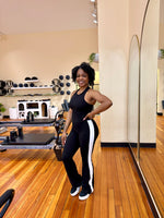 Load image into Gallery viewer, DEMI Flared Stripe Leggings-Black
