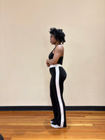 Load image into Gallery viewer, DEMI Flared Stripe Leggings-Black
