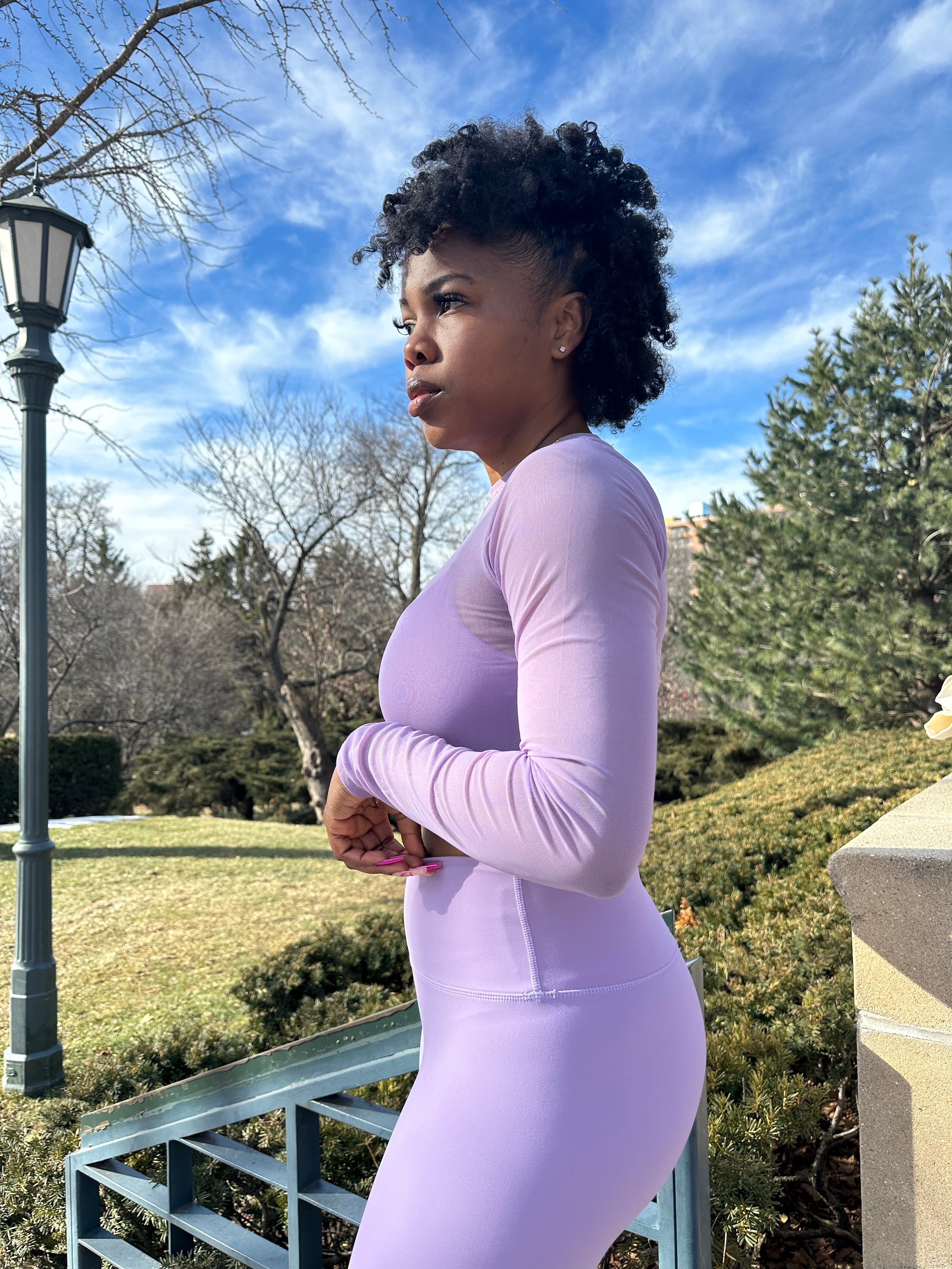 Serenity Mesh Top & Legging Set- Purple (S-L)