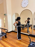 Load image into Gallery viewer, DEMI Flared Stripe Leggings-Black
