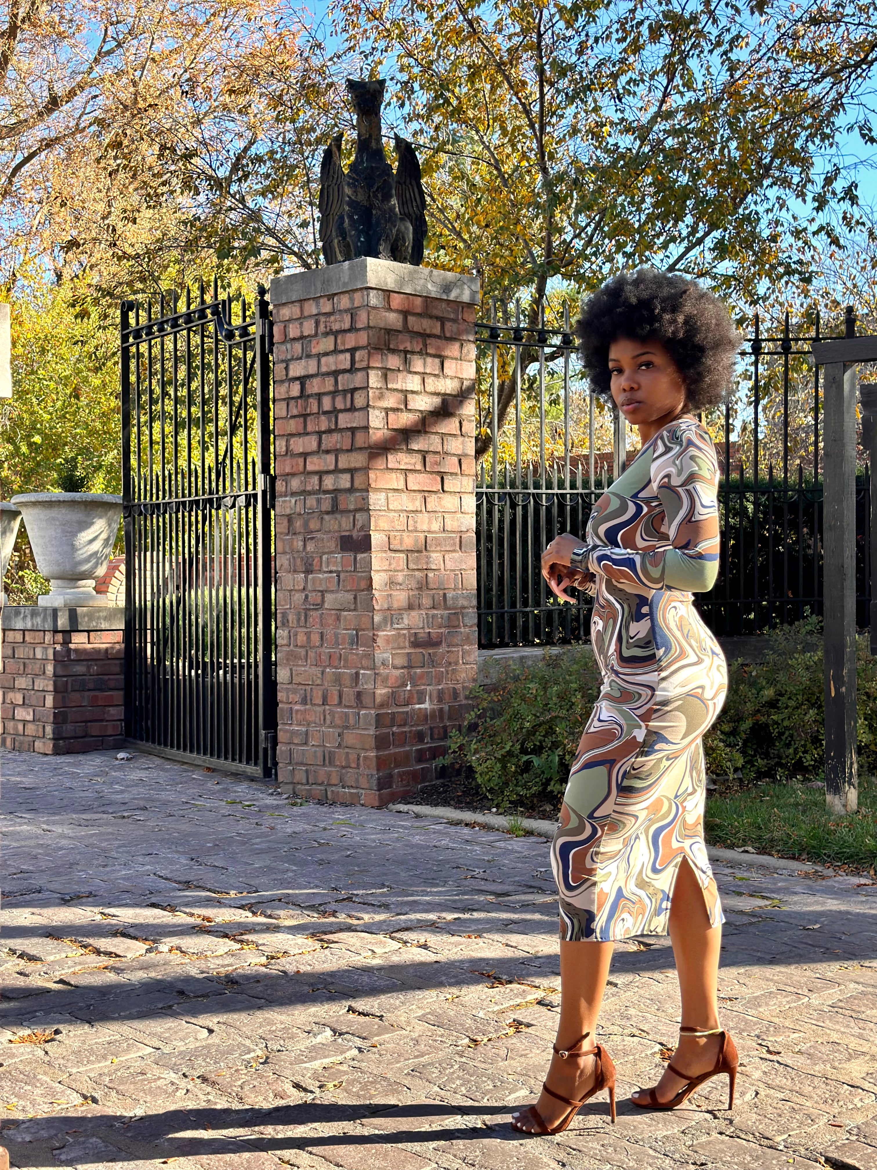 Marble Abstract Midi Dress