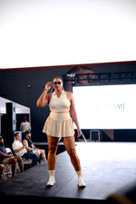 Load image into Gallery viewer, Collared Crop &amp; Pleated Skort Set in BEIGE (S-XL)
