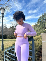 Load image into Gallery viewer, Serenity Mesh Top &amp; Legging Set- Purple (S-L)
