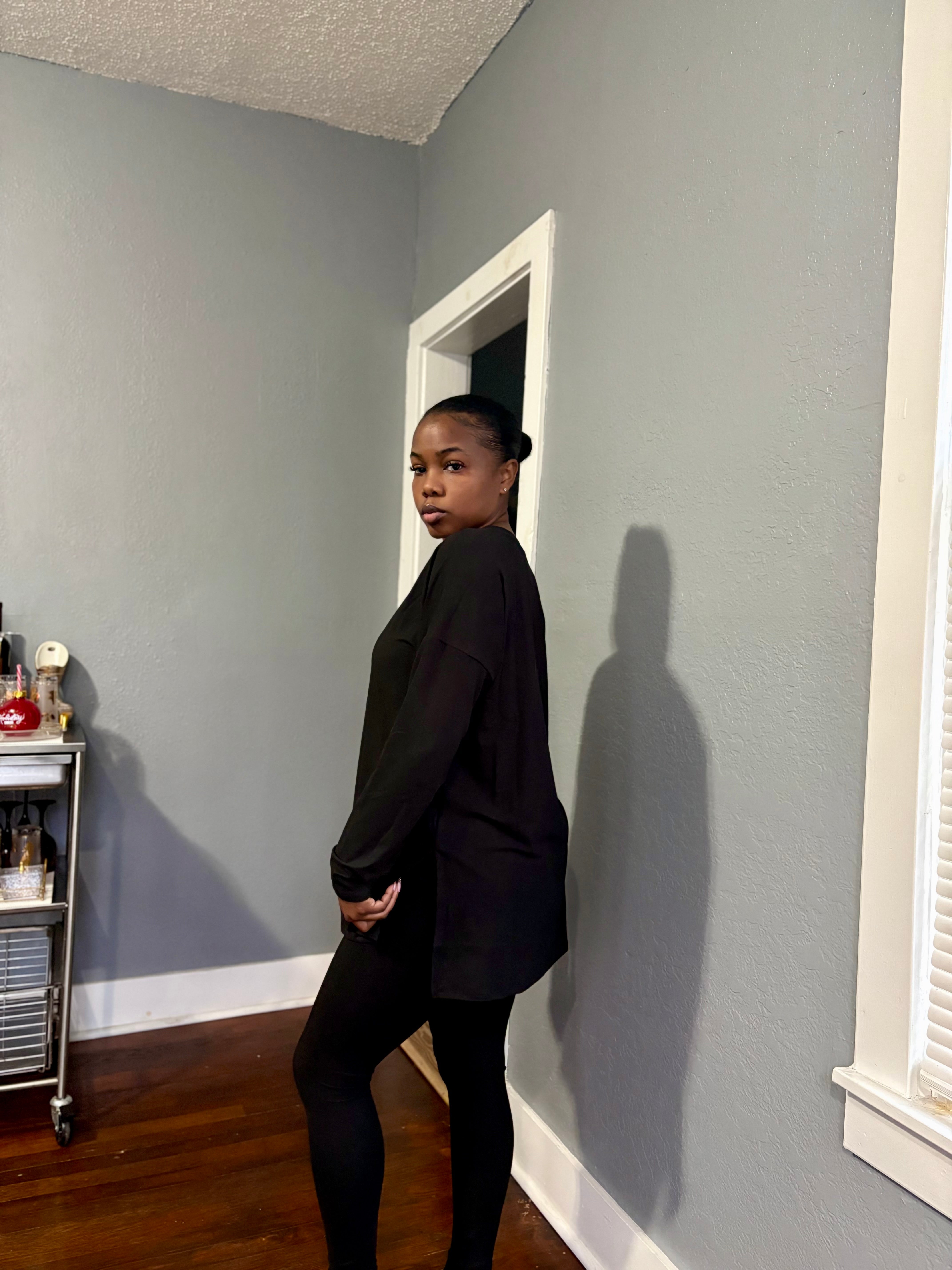 Long Sleeve CATE Legging Set-Black (S-3XL)