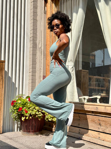 DEMI Flared Leggings-LT Teal