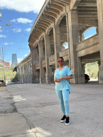 Load image into Gallery viewer, CATE Microfiber Legging Set-Light Teal
