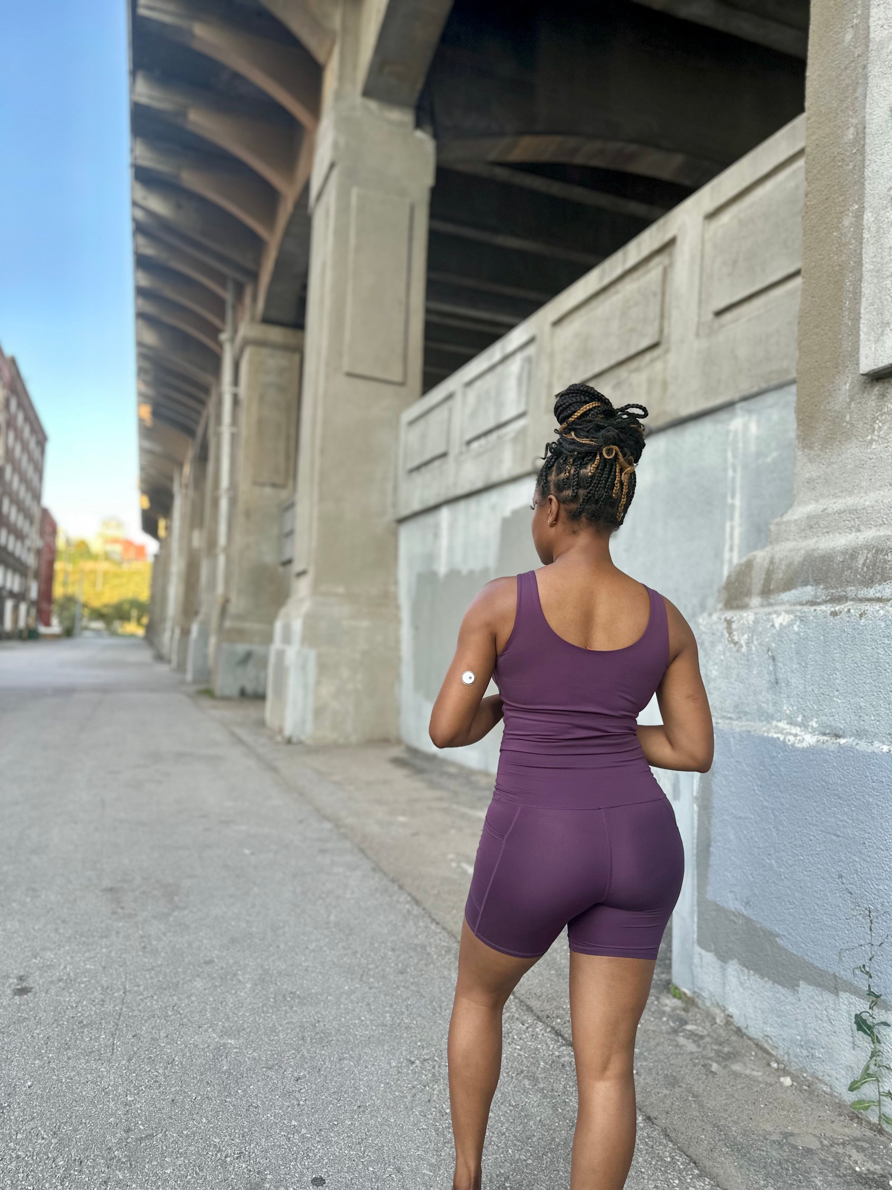 Venice Biker Short Set (PLUM)