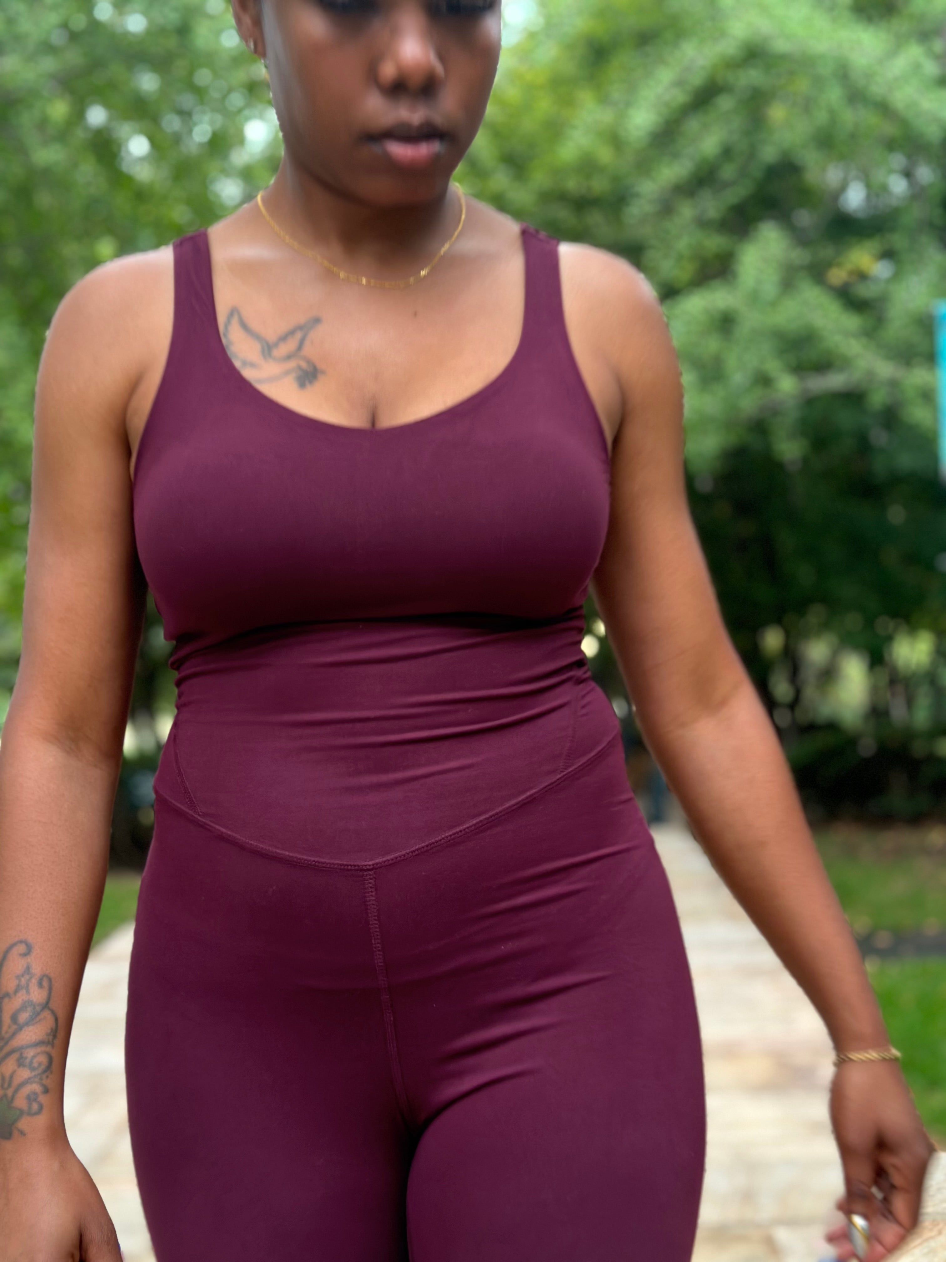 DEMI Yoga Jumpsuit-Cassis