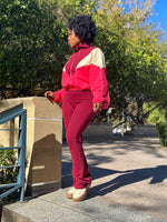 Load image into Gallery viewer, Colorblock Flare Pant Set Maroon (S-L)
