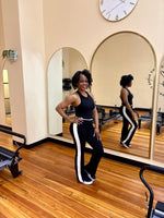 Load image into Gallery viewer, DEMI Flared Stripe Leggings-Black
