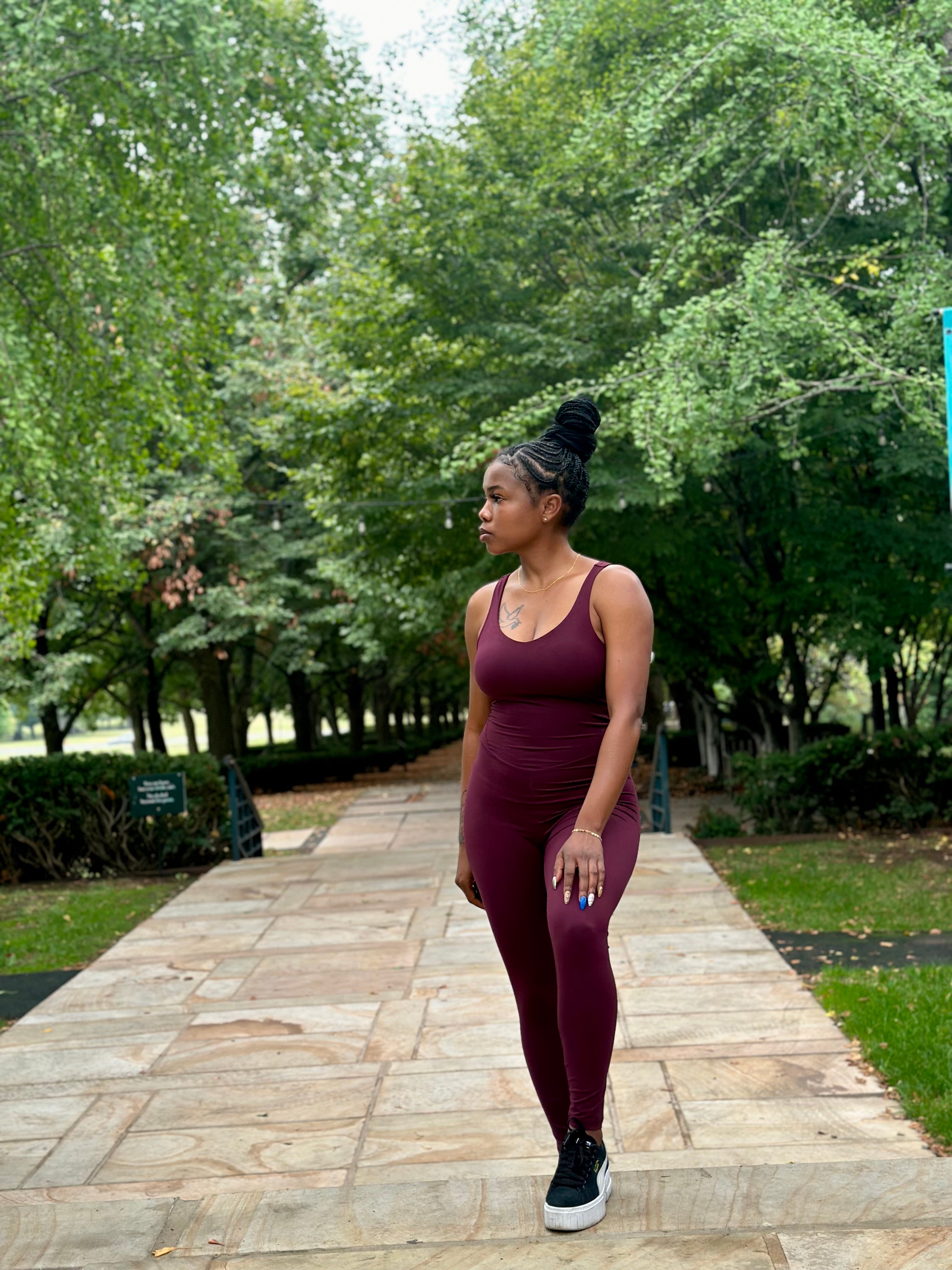 DEMI Yoga Jumpsuit-Cassis
