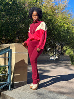 Load image into Gallery viewer, Colorblock Flare Pant Set Maroon (S-L)
