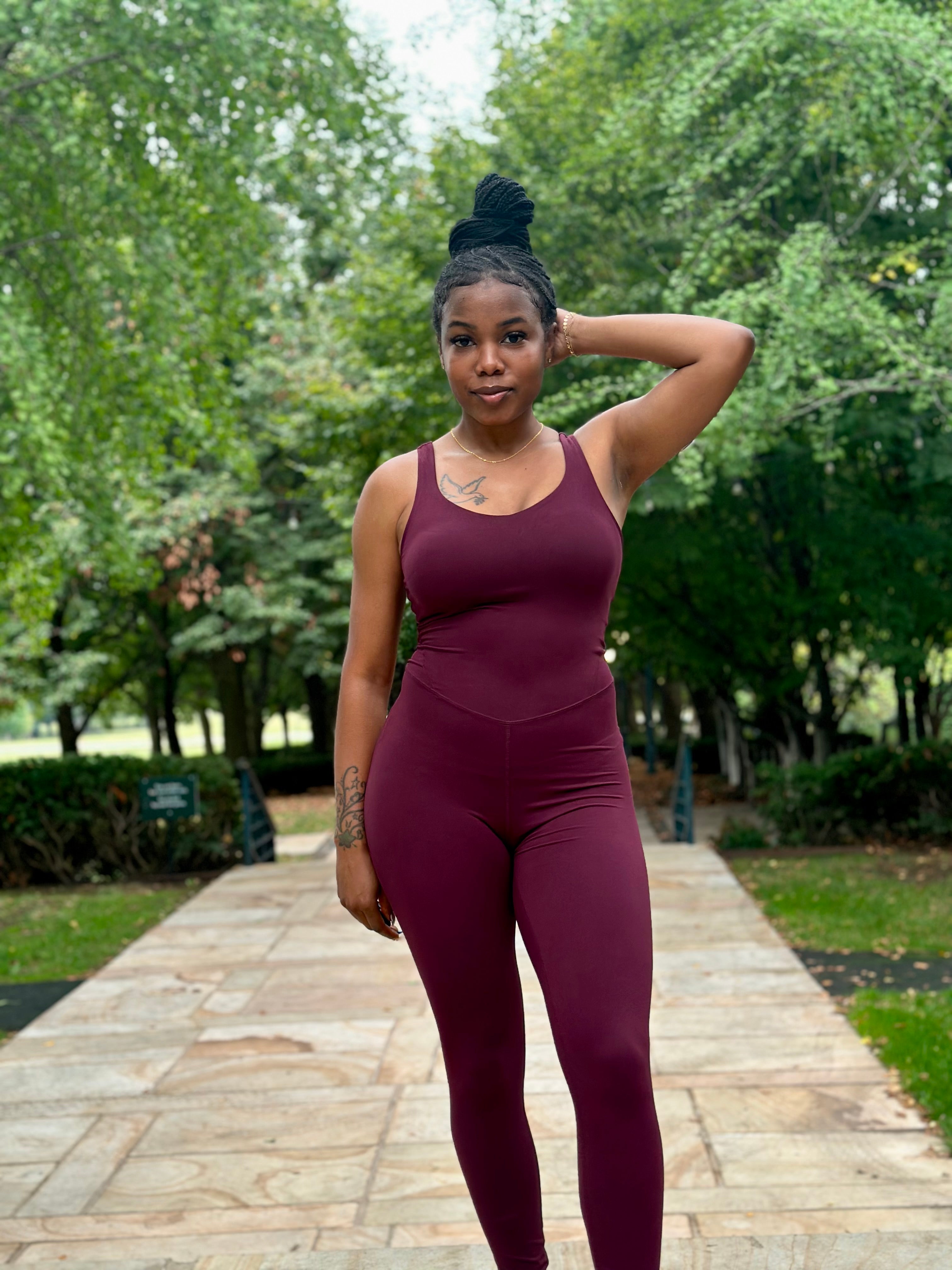 DEMI Yoga Jumpsuit-Cassis