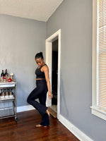 Load image into Gallery viewer, VENICE U-Back Bra &amp; Flared Leggings Set -Black (S-L)
