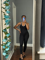 Load image into Gallery viewer, Ribbed &amp; Ruched Halter Jumpsuit-BLACK
