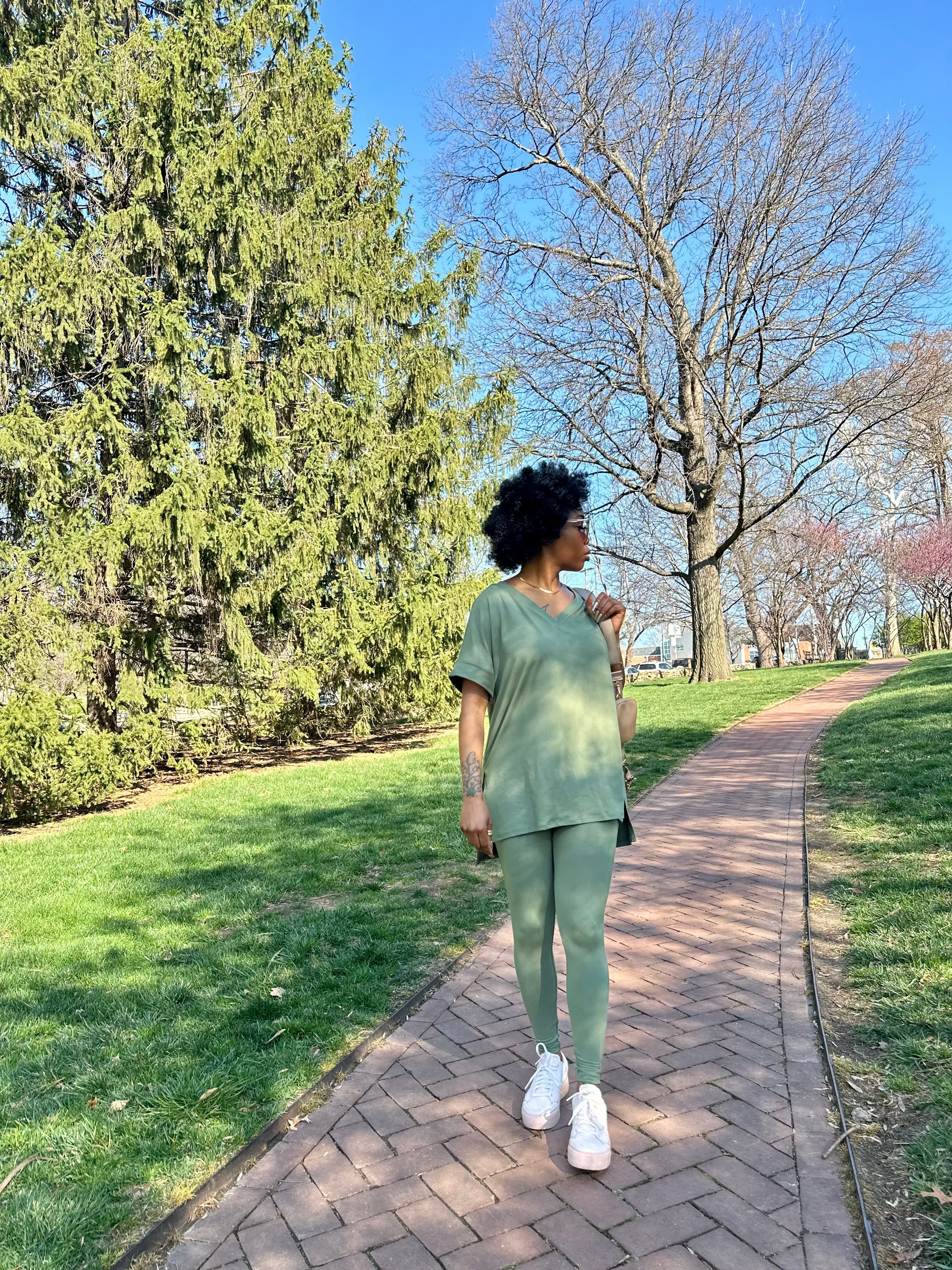 CATE Microfiber Legging Set-Light Olive