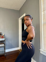 Load image into Gallery viewer, VENICE U-Back Bra &amp; Flared Leggings Set -Black (S-L)
