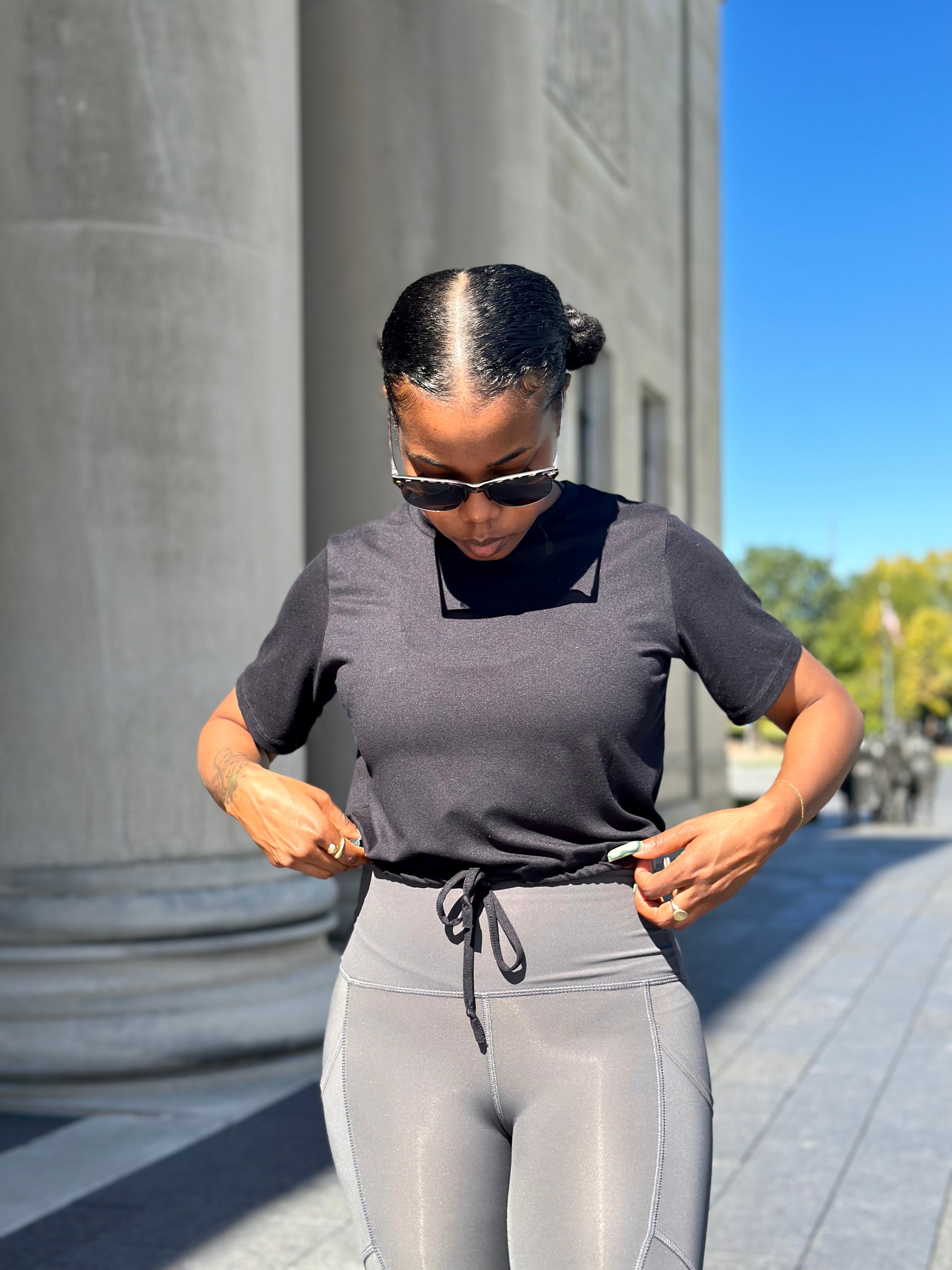 BEX Drawstring Crop Top-Black