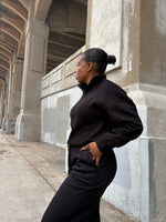 Load image into Gallery viewer, Half Zip Fleece Sweat Set -Black (S-L)
