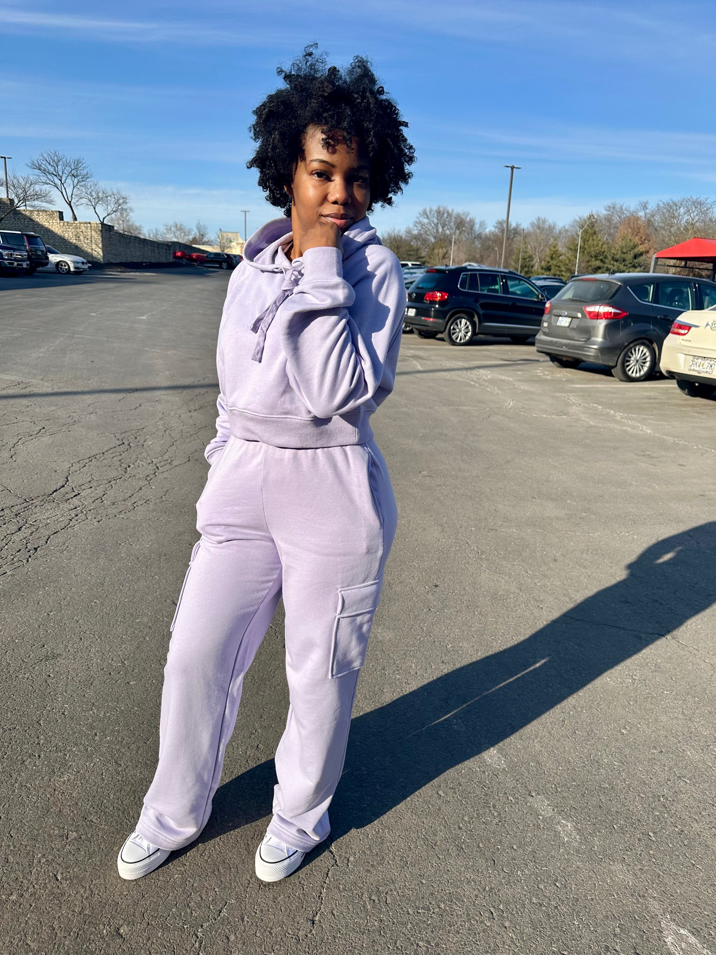 ASHTON Cropped Hoodie Jacket in Lavender (S-3XL)
