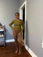 Load image into Gallery viewer, Long Sleeve Ribbed Top in Olive Green
