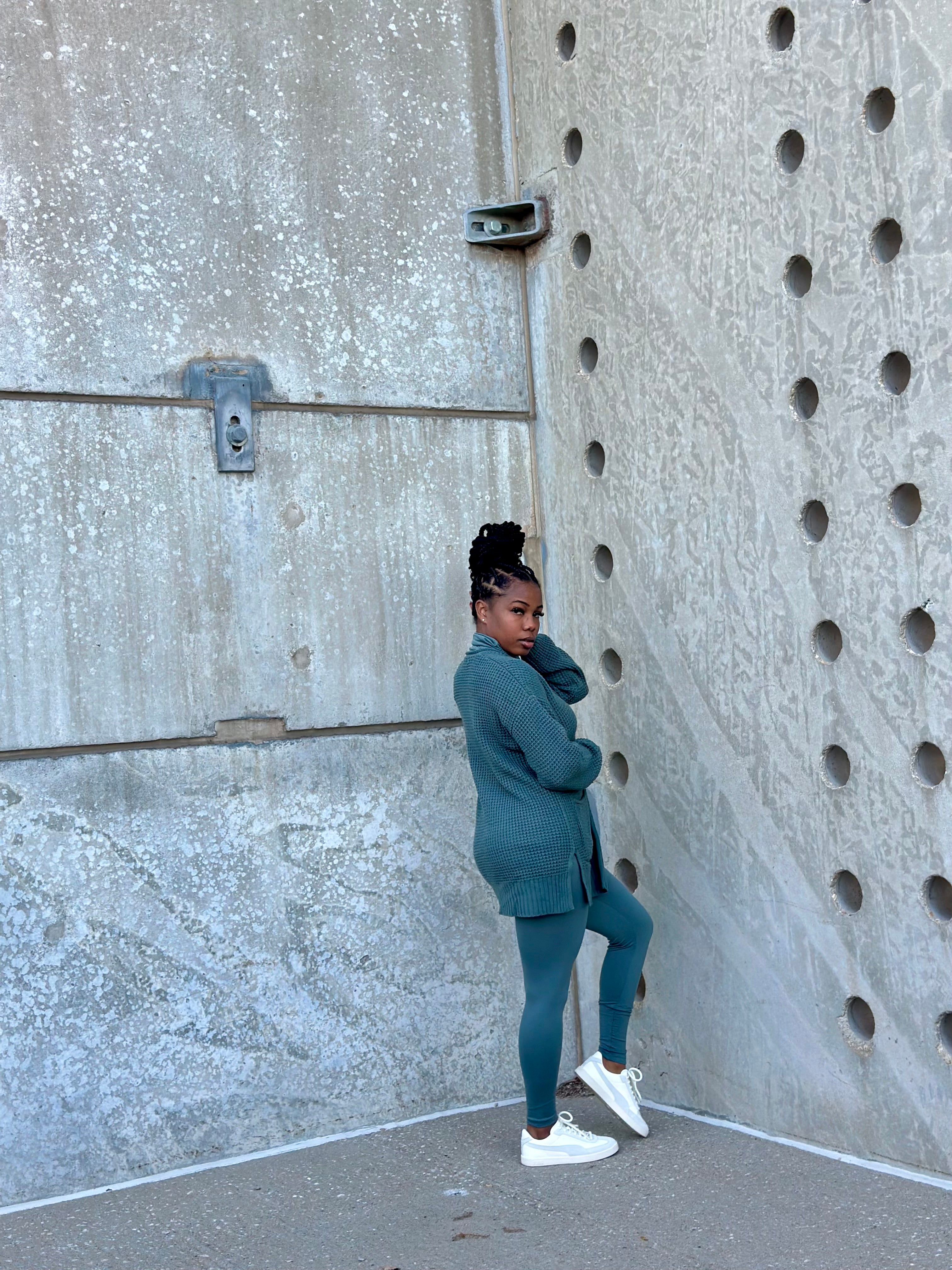 CARLI Waffle Cardigan-JADE (S-3XL)