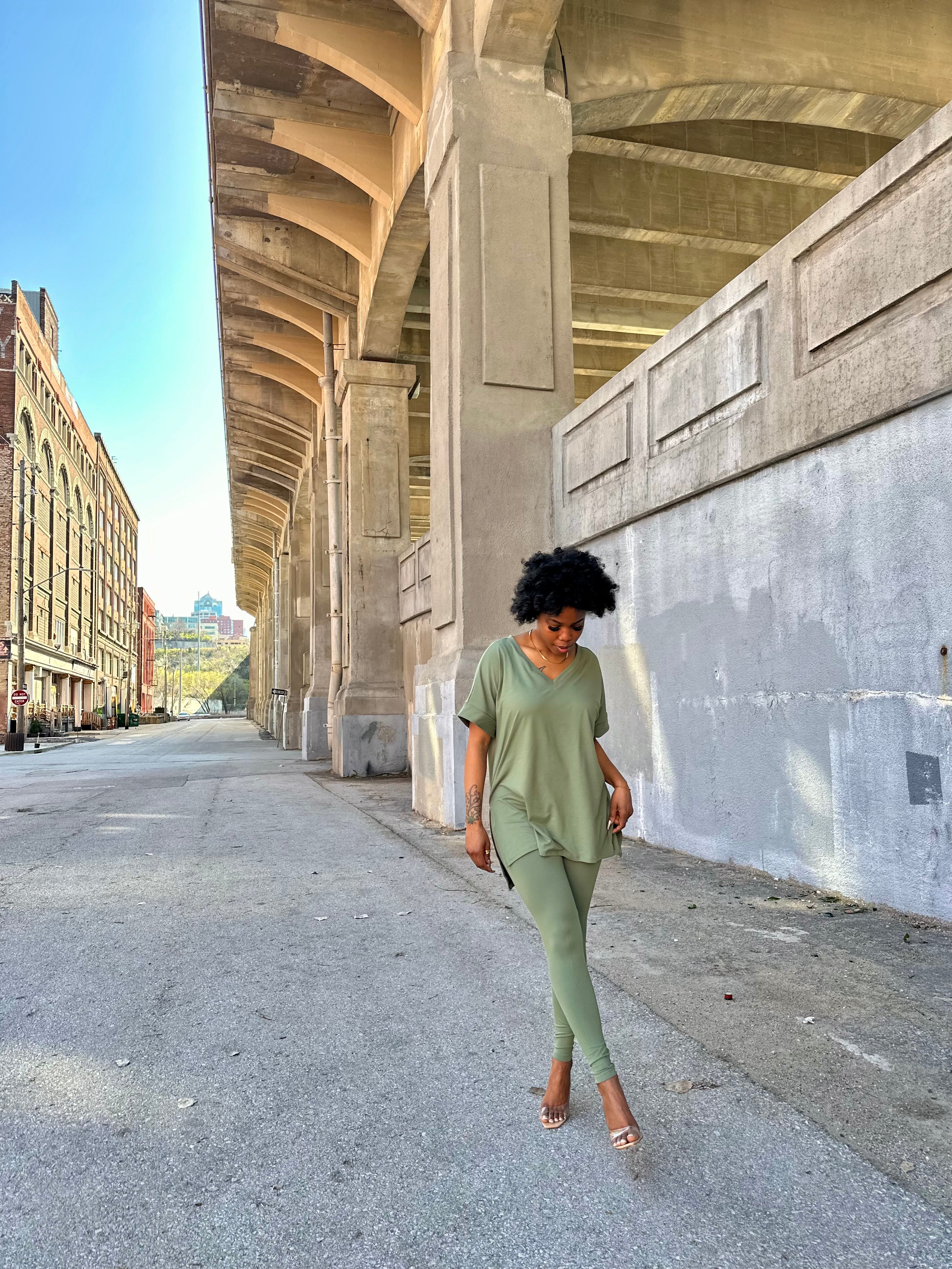 CATE Microfiber Legging Set-Light Olive