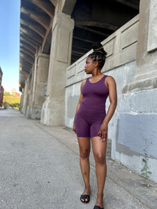 Venice Biker Short Set (PLUM)