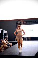Load image into Gallery viewer, Taupe Short Set w/White Piping
