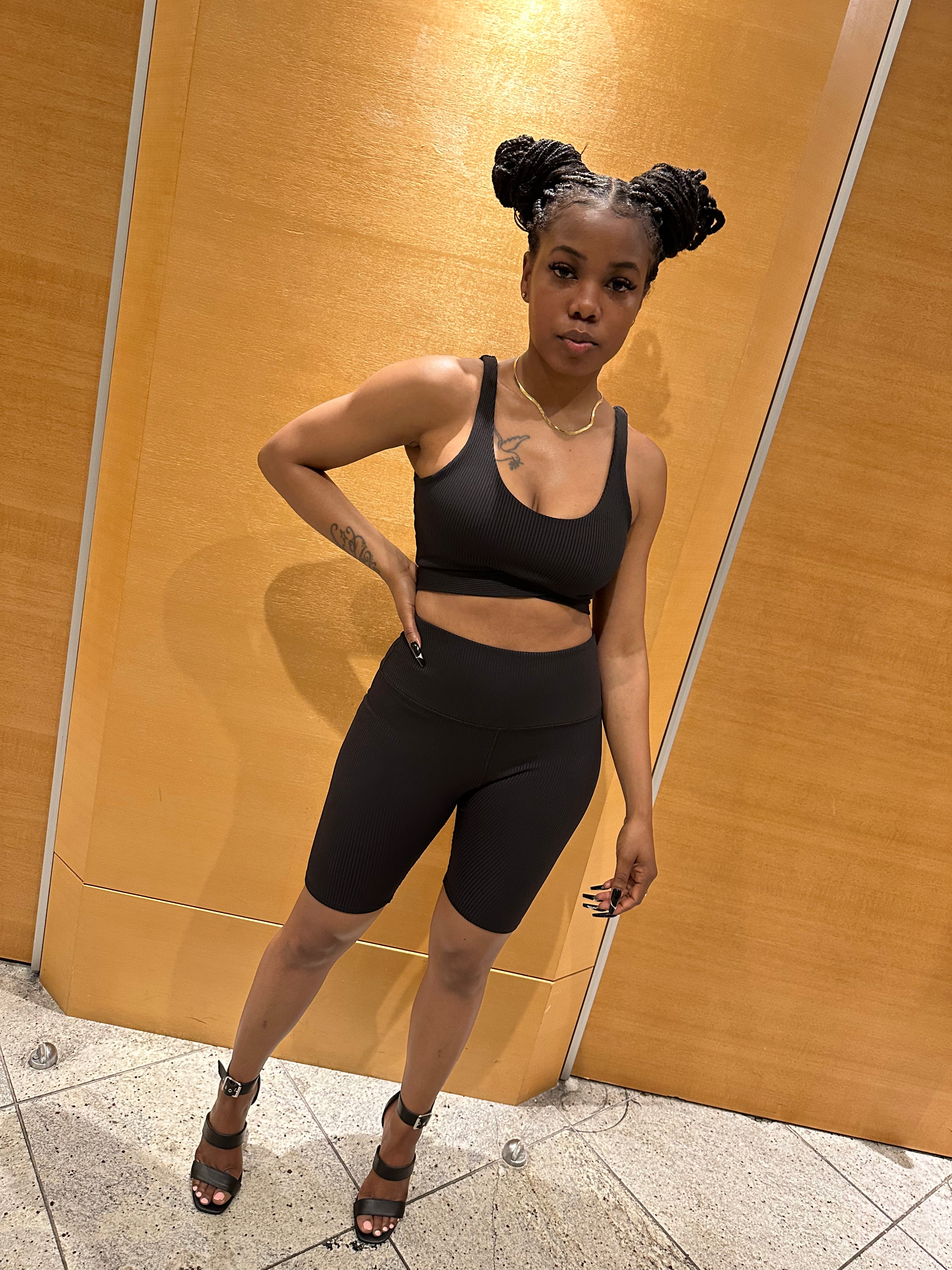 JADE Ribbed Short Set (BLACK)