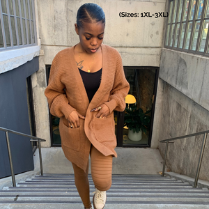 CARLI Waffle Cardigan-Camel