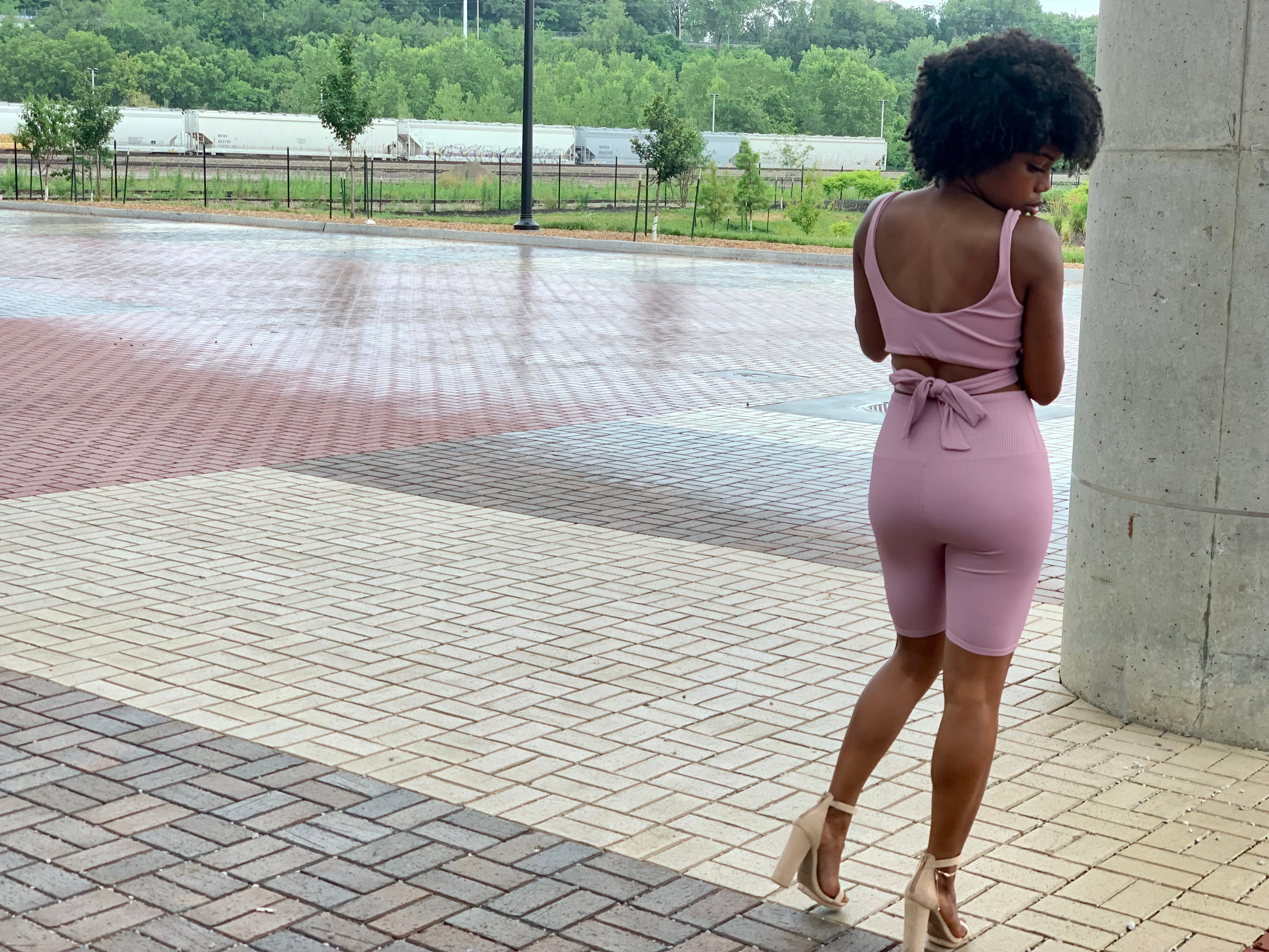 JADE Ribbed Short Set (Mauve)