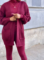 Load image into Gallery viewer, CARLI Waffle Cardigan-Burgundy
