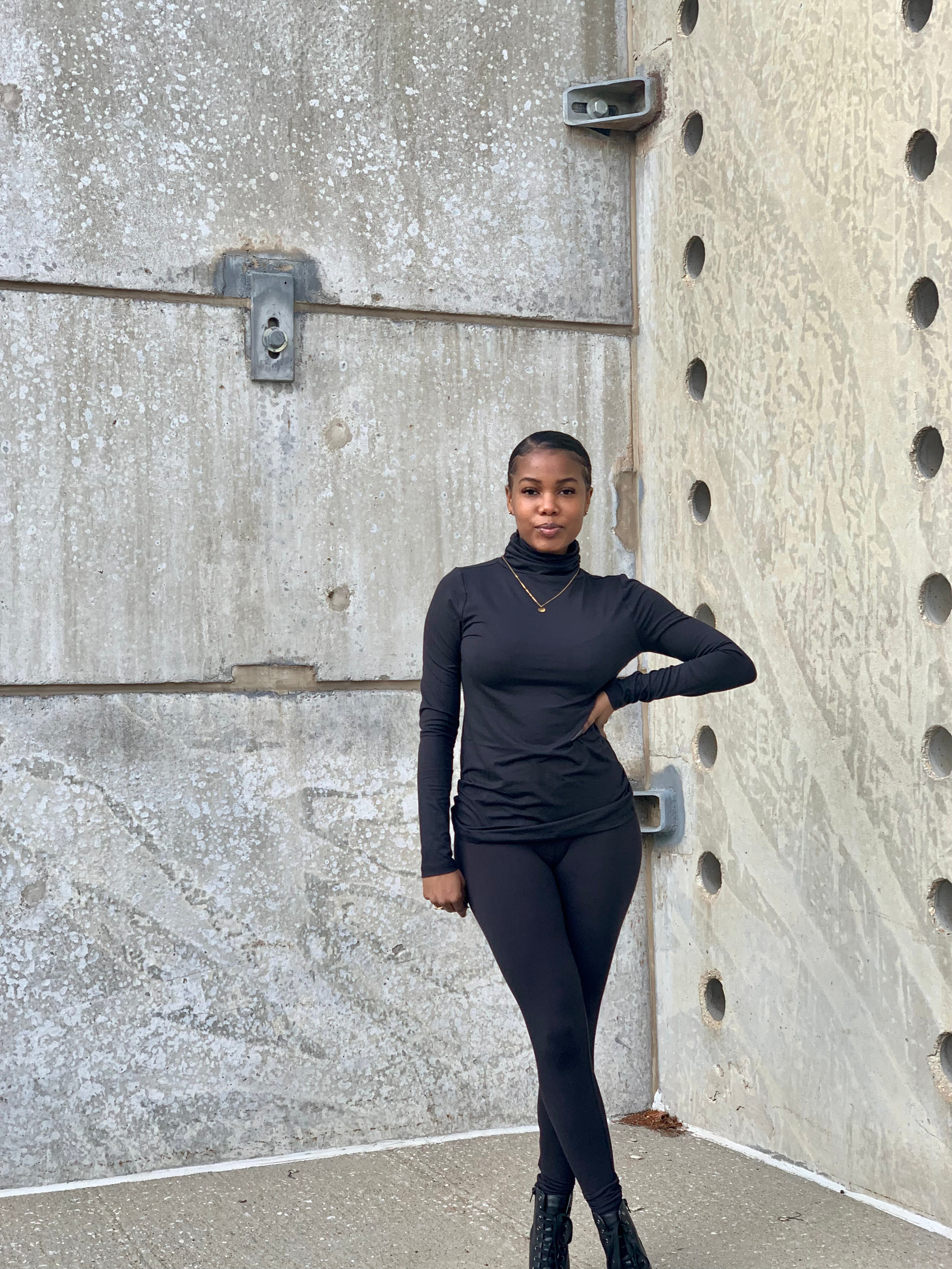 LEAH Turtleneck Set-BLACK