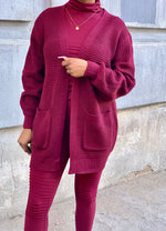 Load image into Gallery viewer, CARLI Waffle Cardigan-Burgundy
