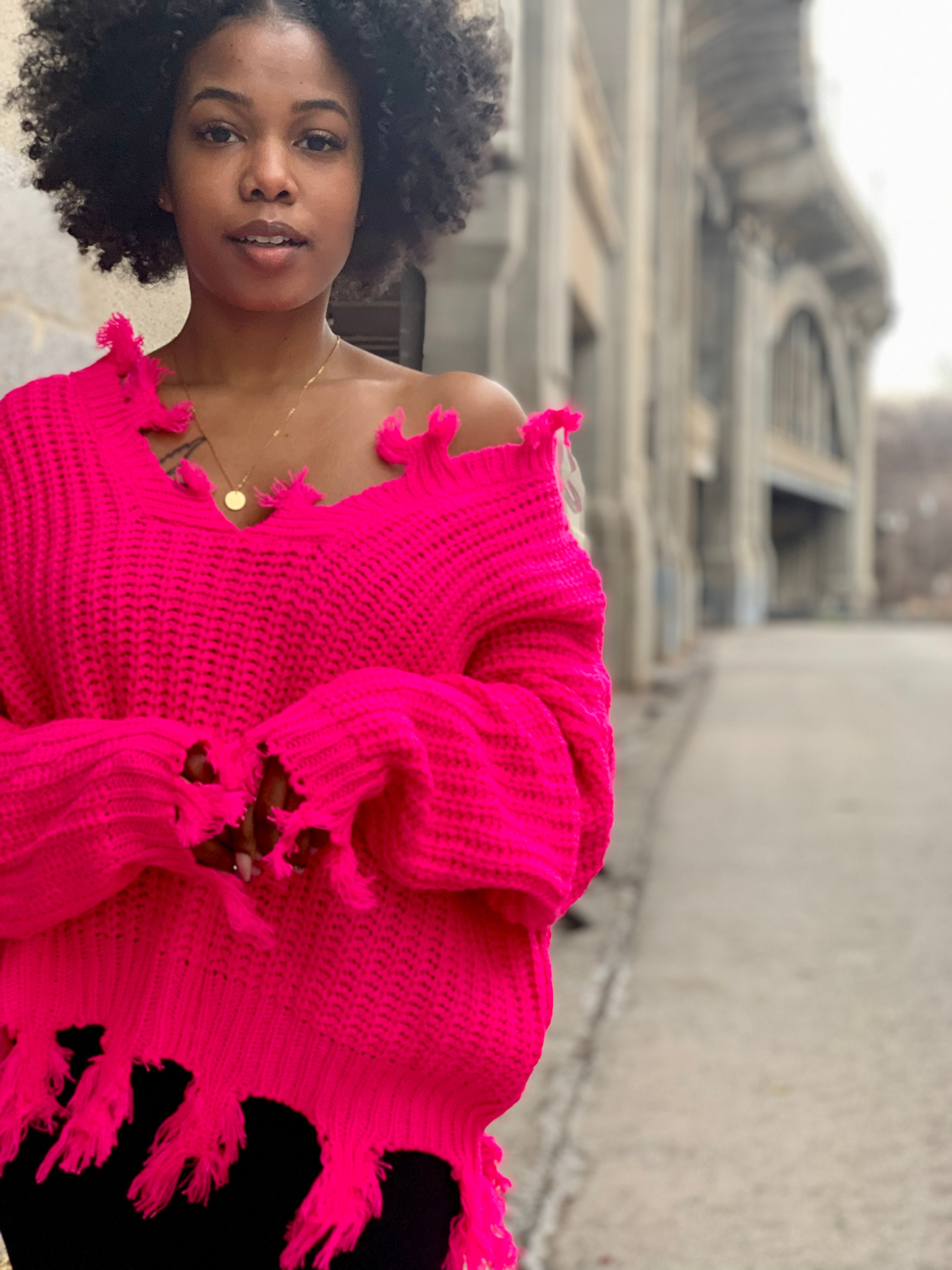 MELISSA Frayed Sweater