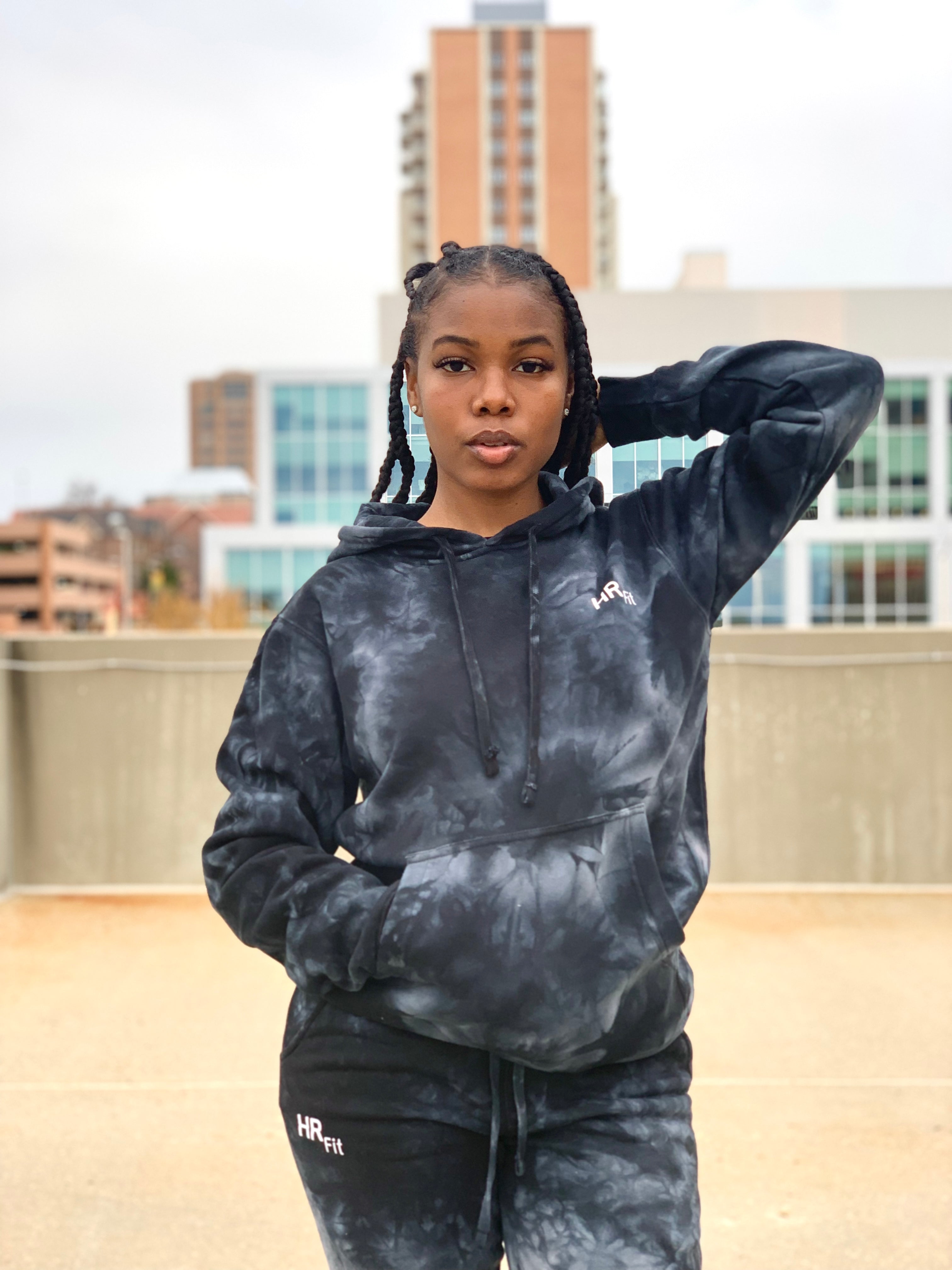 HR Fit Black Tie Dye Hoodie