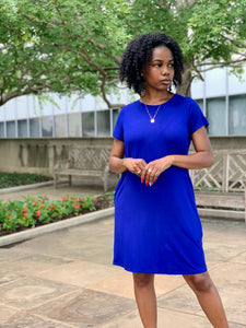 Black dress with royal blue shoes Clearance