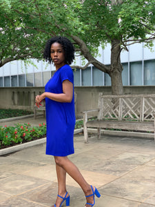 Black dress with royal blue shoes Clearance