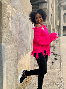 MELISSA Frayed Sweater