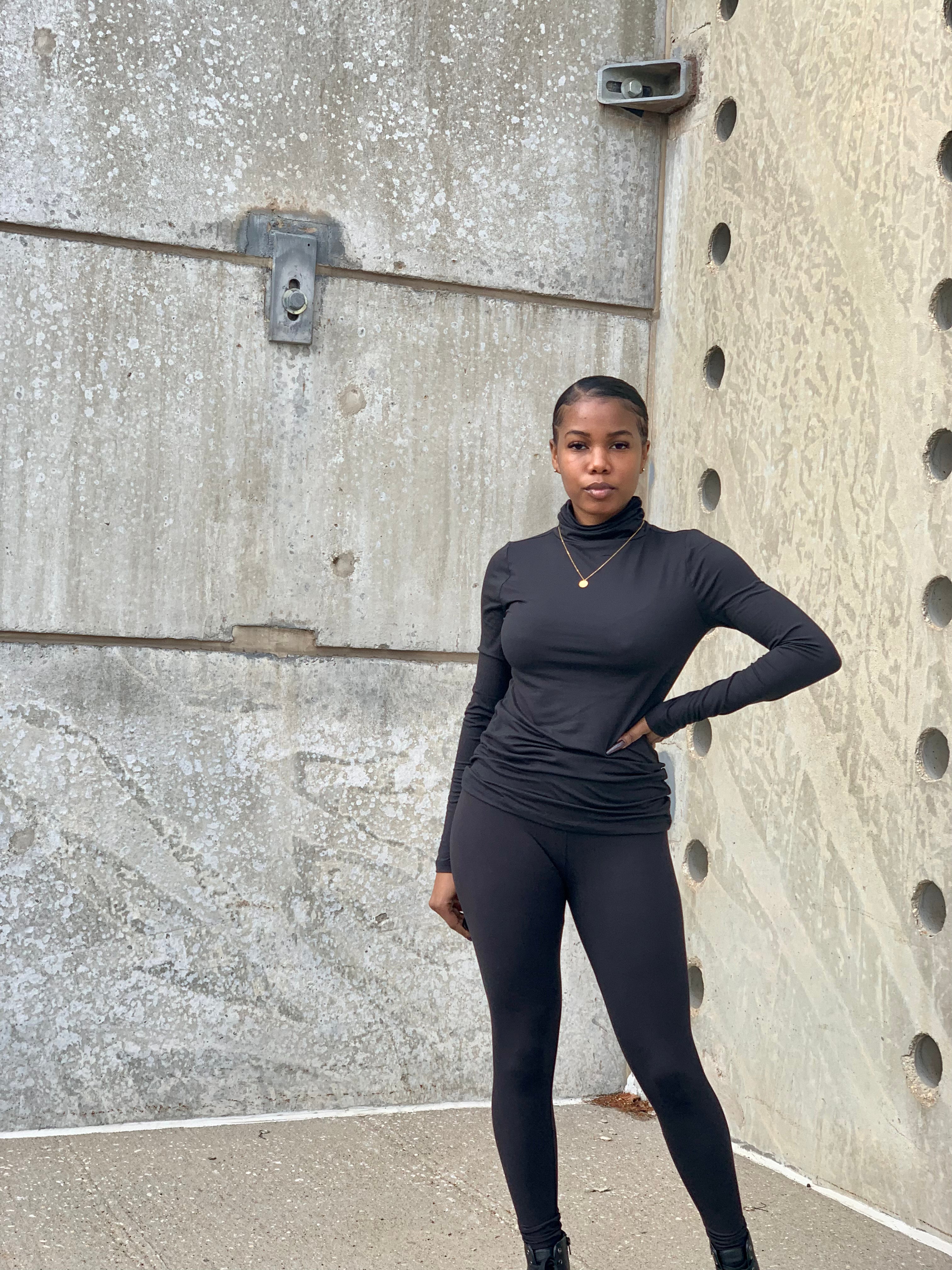 LEAH Turtleneck Set-BLACK