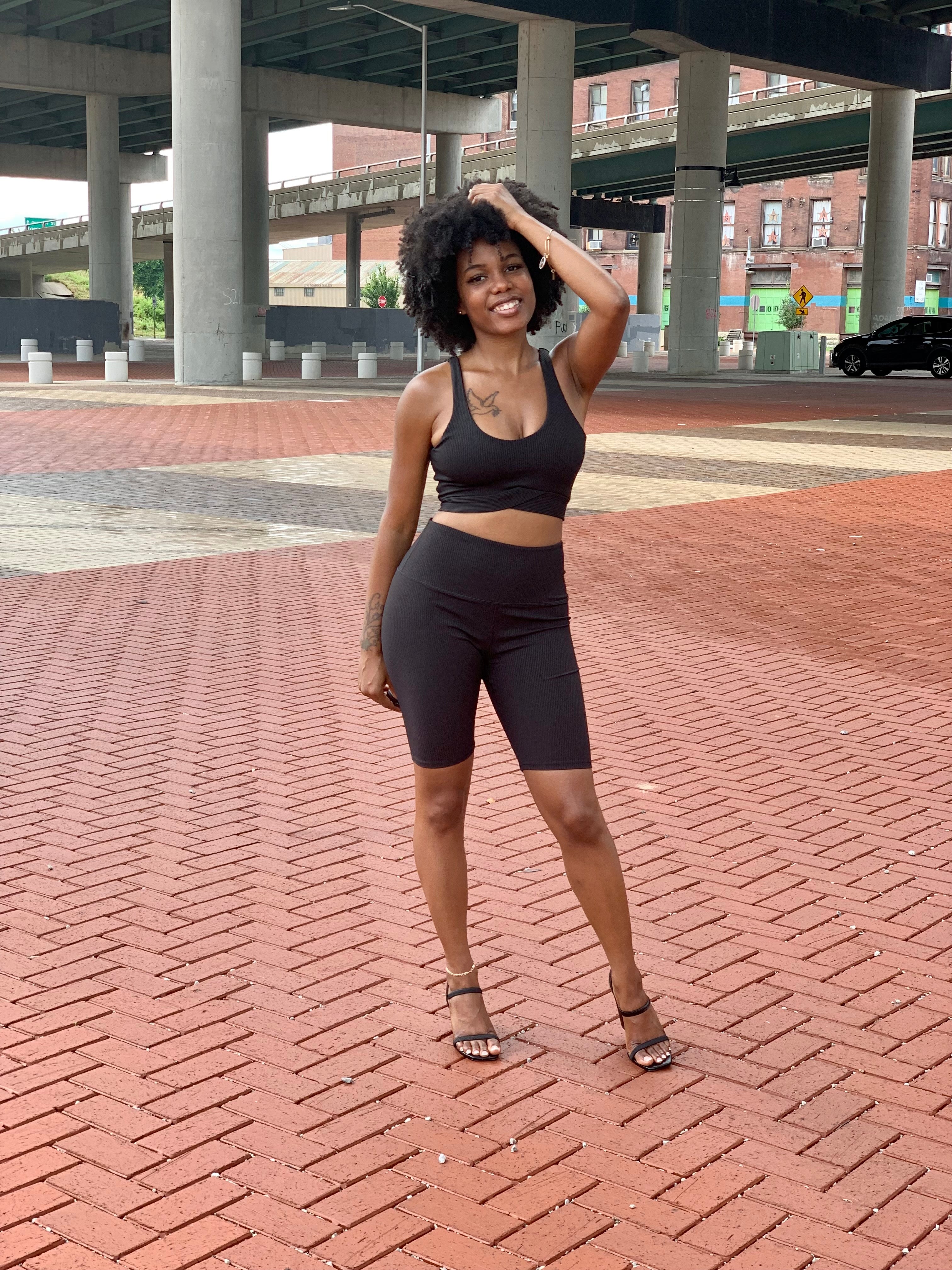 JADE Ribbed Short Set (BLACK)