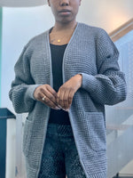 Load image into Gallery viewer, CARLI Waffle Cardigan-Heather Gray
